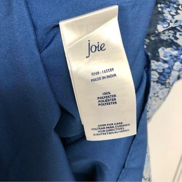 Joie Midi Dress Printed Blue Paisley Floral Chiffon V-Neck Long Sleeve NWT L - Picture 7 of 8